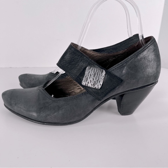 Fidji Shoe Size 37 Black Leather Dress Women's Mary Jane Made in Portugal - Picture 2 of 14